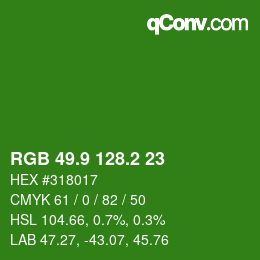 カラーコード: RGB 49.9 128.2 23 | qconv.com