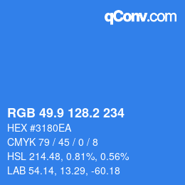カラーコード: RGB 49.9 128.2 234 | qconv.com