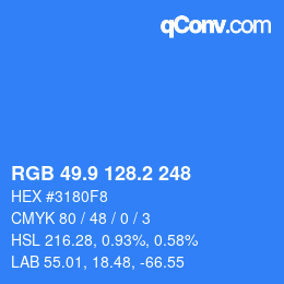 Color code: RGB 49.9 128.2 248 | qconv.com