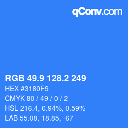 カラーコード: RGB 49.9 128.2 249 | qconv.com