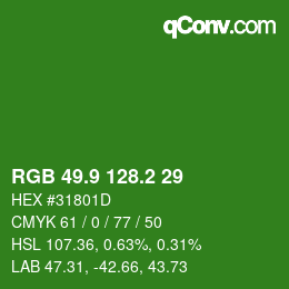 カラーコード: RGB 49.9 128.2 29 | qconv.com