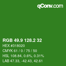 カラーコード: RGB 49.9 128.2 32 | qconv.com