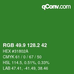 カラーコード: RGB 49.9 128.2 42 | qconv.com