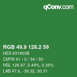 カラーコード: RGB 49.9 128.2 59 | qconv.com