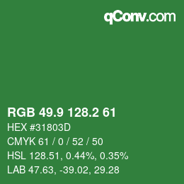 カラーコード: RGB 49.9 128.2 61 | qconv.com