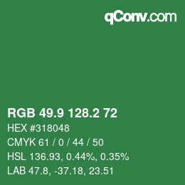カラーコード: RGB 49.9 128.2 72 | qconv.com