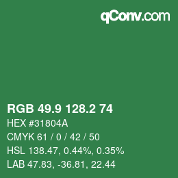 カラーコード: RGB 49.9 128.2 74 | qconv.com