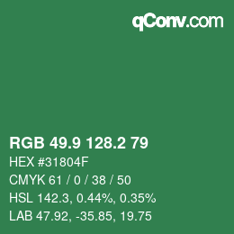 カラーコード: RGB 49.9 128.2 79 | qconv.com