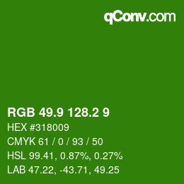 カラーコード: RGB 49.9 128.2 9 | qconv.com