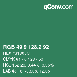 カラーコード: RGB 49.9 128.2 92 | qconv.com