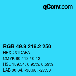 カラーコード: RGB 49.9 218.2 250 | qconv.com