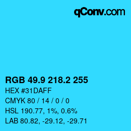 カラーコード: RGB 49.9 218.2 255 | qconv.com