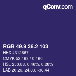 カラーコード: RGB 49.9 38.2 103 | qconv.com