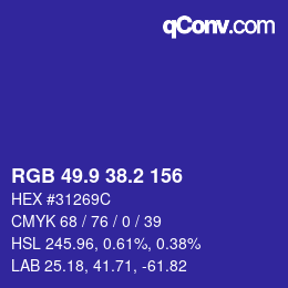 カラーコード: RGB 49.9 38.2 156 | qconv.com