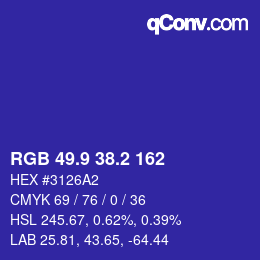 カラーコード: RGB 49.9 38.2 162 | qconv.com