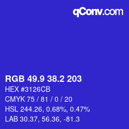 カラーコード: RGB 49.9 38.2 203 | qconv.com