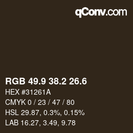 カラーコード: RGB 49.9 38.2 26.6 | qconv.com
