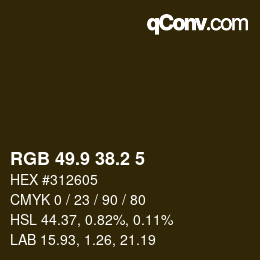 Color code: RGB 49.9 38.2 5 | qconv.com
