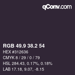 Color code: RGB 49.9 38.2 54 | qconv.com