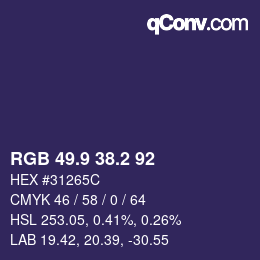 カラーコード: RGB 49.9 38.2 92 | qconv.com