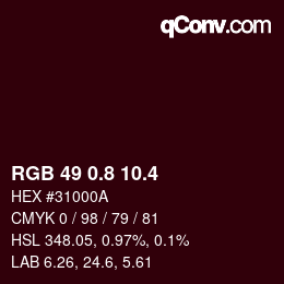 カラーコード: RGB 49 0.8 10.4 | qconv.com