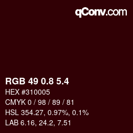 カラーコード: RGB 49 0.8 5.4 | qconv.com