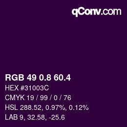 カラーコード: RGB 49 0.8 60.4 | qconv.com