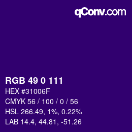 Color code: RGB 49 0 111 | qconv.com