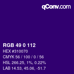 Code couleur: RGB 49 0 112 | qconv.com