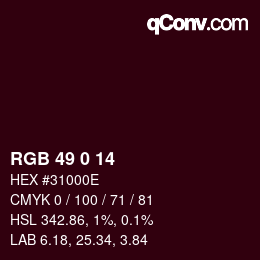 颜色代码: RGB 49 0 14 | qconv.com