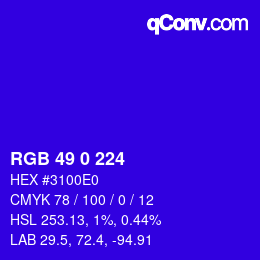 Color code: RGB 49 0 224 | qconv.com