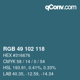 Farbcode: RGB 49 102 118 | qconv.com