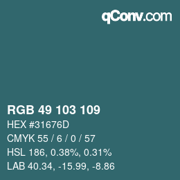 Color code: RGB 49 103 109 | qconv.com
