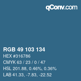 Color code: RGB 49 103 134 | qconv.com