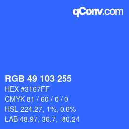 カラーコード: RGB 49 103 255 | qconv.com