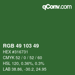 Color code: RGB 49 103 49 | qconv.com
