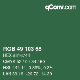 Color code: RGB 49 103 68 | qconv.com