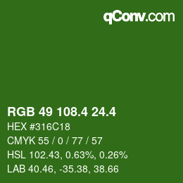 カラーコード: RGB 49 108.4 24.4 | qconv.com