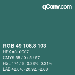 Color code: RGB 49 108.8 103 | qconv.com