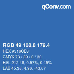 カラーコード: RGB 49 108.8 179.4 | qconv.com
