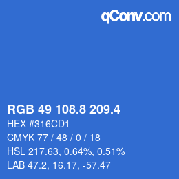 カラーコード: RGB 49 108.8 209.4 | qconv.com