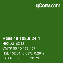 カラーコード: RGB 49 108.8 24.4 | qconv.com