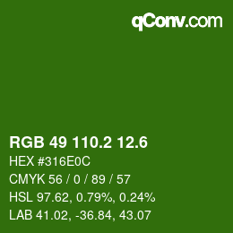カラーコード: RGB 49 110.2 12.6 | qconv.com