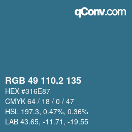カラーコード: RGB 49 110.2 135 | qconv.com