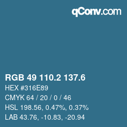 カラーコード: RGB 49 110.2 137.6 | qconv.com