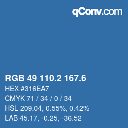カラーコード: RGB 49 110.2 167.6 | qconv.com