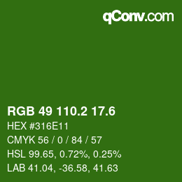 カラーコード: RGB 49 110.2 17.6 | qconv.com