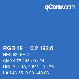 カラーコード: RGB 49 110.2 192.6 | qconv.com