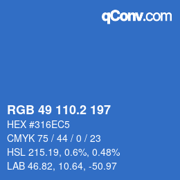 カラーコード: RGB 49 110.2 197 | qconv.com