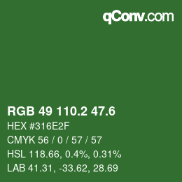 カラーコード: RGB 49 110.2 47.6 | qconv.com